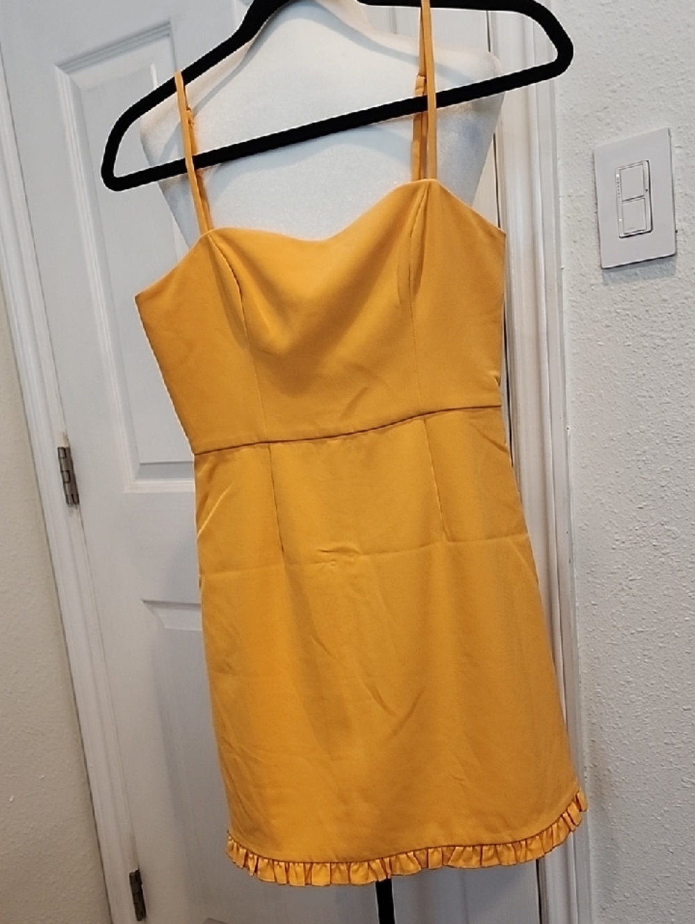 French Connection Mustard Yellow Spaghetti Strap Mini Dress 4